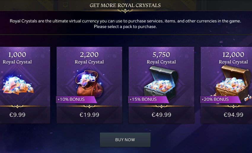 buying royal crystal